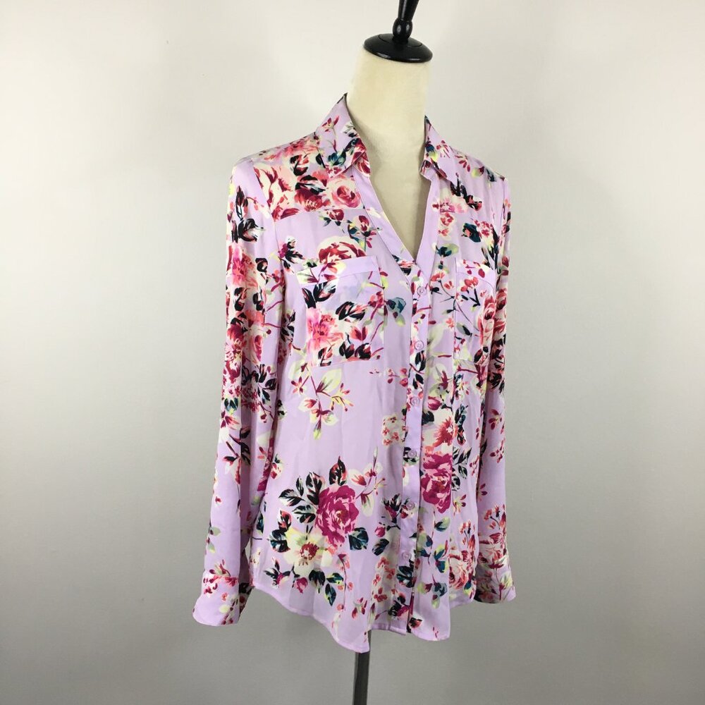 EXPRESS Original Fit Multi-Color Floral Print The Portofino Button Shirt